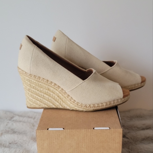 Tom's Wedge Espadrille in Natural Undyed Canvas Women's 8 - Picture 5 of 8